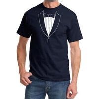 Mens Shirt Basic White Tuxedo Tee T-Shirt