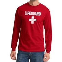 Mens Shirt Distressed Lifeguard Long Sleeve Tee T-Shirt