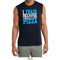 Mens Shirt I Train For Pizza Sleeveless Moisture Wicking Tee T-Shirt