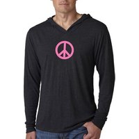 Mens Shirt Pink Peace Lightweight Hoodie Tee T-Shirt