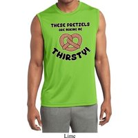 Mens Thirsty Pretzels Sleeveless Moisture Wicking Tee T-Shirt