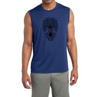 Mens Yoga Shirt Black Bodhi Tree Sleeveless Moisture Wicking Tee