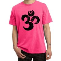 Mens Yoga Shirt Black Distressed OM Pigment Dyed Tee T-Shirt