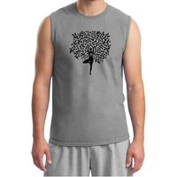 Mens Yoga Shirt Black Tree Pose Muscle Tee T-Shirt