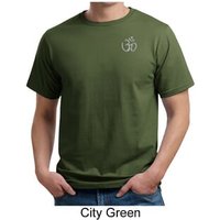 Mens Yoga T-shirt - Aum Hindu Patch Pocket Print Organic Tee Shirt