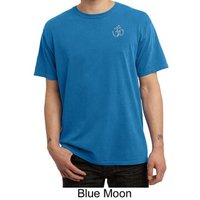 Mens Yoga T-shirt Aum Hindu Patch Pocket Print Pigment Dyed Tee Shirt