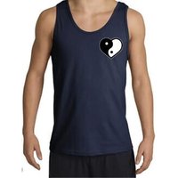 Mens Yoga Tanktop Yin Yang Heart Pocket Print Tank Top