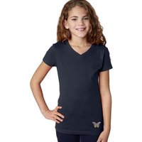 Pastel Butterfly Patch Bottom Print Girls V-neck