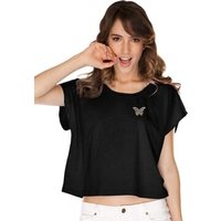 Pastel Butterfly Patch Pocket Print Ladies Boxy Tee