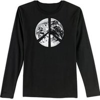 PEACE EARTH Sign Symbol Ladies Long Sleeve T-shirt - Black