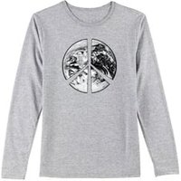 PEACE EARTH Sign Symbol Ladies Long Sleeve T-shirt - Heather Grey