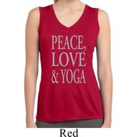 Peace Love & Yoga Ladies Sleeveless Moisture Wicking Shirt