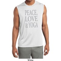 Peace Love & Yoga Mens Sleeveless Moisture Wicking Shirt