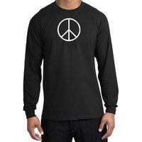 Peace Sign Shirt Basic Peace White Print Long Sleeve Shirt Black