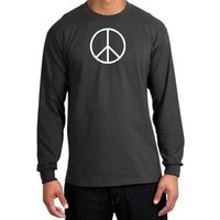 Peace Sign Shirt Basic Peace White Print Long Sleeve Shirt Charcoal