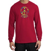 Peace Sign Shirt Funky 70s Peace Long Sleeve Shirt Red