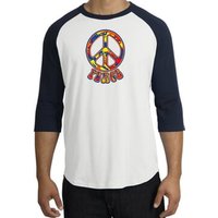 Peace Sign Shirt Funky 70s Peace Raglan Tee White/Navy