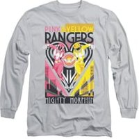 Power Rangers Shirt Pink And Yellow Ranger Long Sleeve Silver Tee T-Shirt