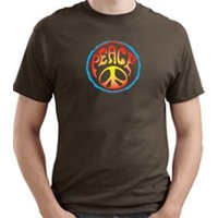 PSYCHEDELIC PEACE Sign Symbol Adult T-shirt - Brown