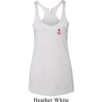 Red Anchor Patch Pocket Print Ladies Tri Blend Racerback Tank Top