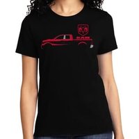 Red Dodge Ram Silhouette Ladies T-shirt