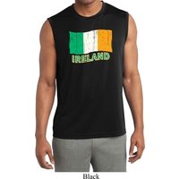 St Patrick's Day Distressed Ireland Flag Mens Sleeveless Dry Wicking