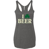 St Patricks Day Ladies Tanktop I Love Beer Tri Blend Racerback Tank