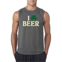St Patricks Day Mens Shirt I Love Beer Sleeveless Tee T-Shirt