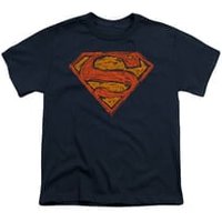 Superman Shirt Kids Messy Shield Navy T-Shirt