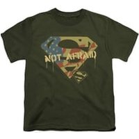 Superman Shirt Kids Not Afraid Olive T-Shirt