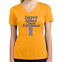 Support Stomach Cancer Awareness Ladies Dry Wicking V-neck