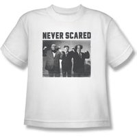 Three Stooges Kids Shirt Never Scared White Tee T-Shirt