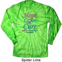 Thyroid Cancer Hope Love Cure Long Sleeve Tie Dye Shirt