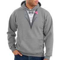 Tuxedo Hoodie Hoody Sweatshirt With Pink Flower - Athletic Heather