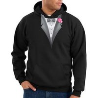 Tuxedo Hoodie Hoody Sweatshirt With Pink Flower - Black