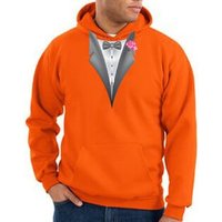 Tuxedo Hoodie Hoody Sweatshirt With Pink Flower - Orange