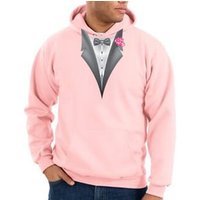 Tuxedo Hoodie Hoody Sweatshirt With Pink Flower - Pink