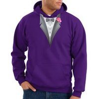 Tuxedo Hoodie Hoody Sweatshirt With Pink Flower - Purple