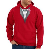 Tuxedo Hoodie Hoody Sweatshirt With Pink Flower - Red