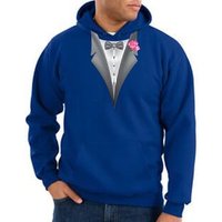 Tuxedo Hoodie Hoody Sweatshirt With Pink Flower - Royal Blue