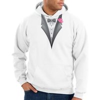 Tuxedo Hoodie Hoody Sweatshirt With Pink Flower - White