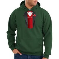 Tuxedo Hoodie Hoody Sweatshirt With Red Vest - Dark Green