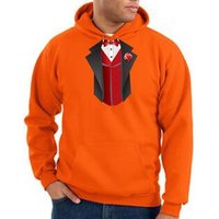 Tuxedo Hoodie Hoody Sweatshirt With Red Vest - Orange