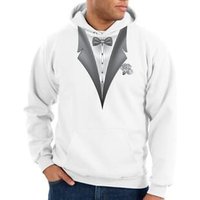 Tuxedo Hoodie Hoody Sweatshirt With White Flower - White