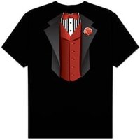 Tuxedo Shirt With Red Vest Black T-Shirt