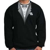 Tuxedo Sweatshirt With White Flower - Black