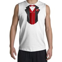 Tuxedo T-Shirt Shooter With Red Vest- White