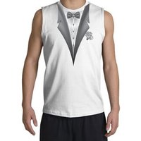 Tuxedo T-Shirt Shooter With White Flower - White