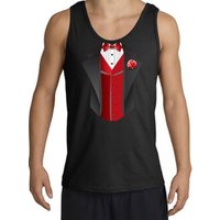 Tuxedo Tank Top with Red Vest - Black