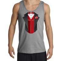 Tuxedo Tank Top with Red Vest - Sports Grey